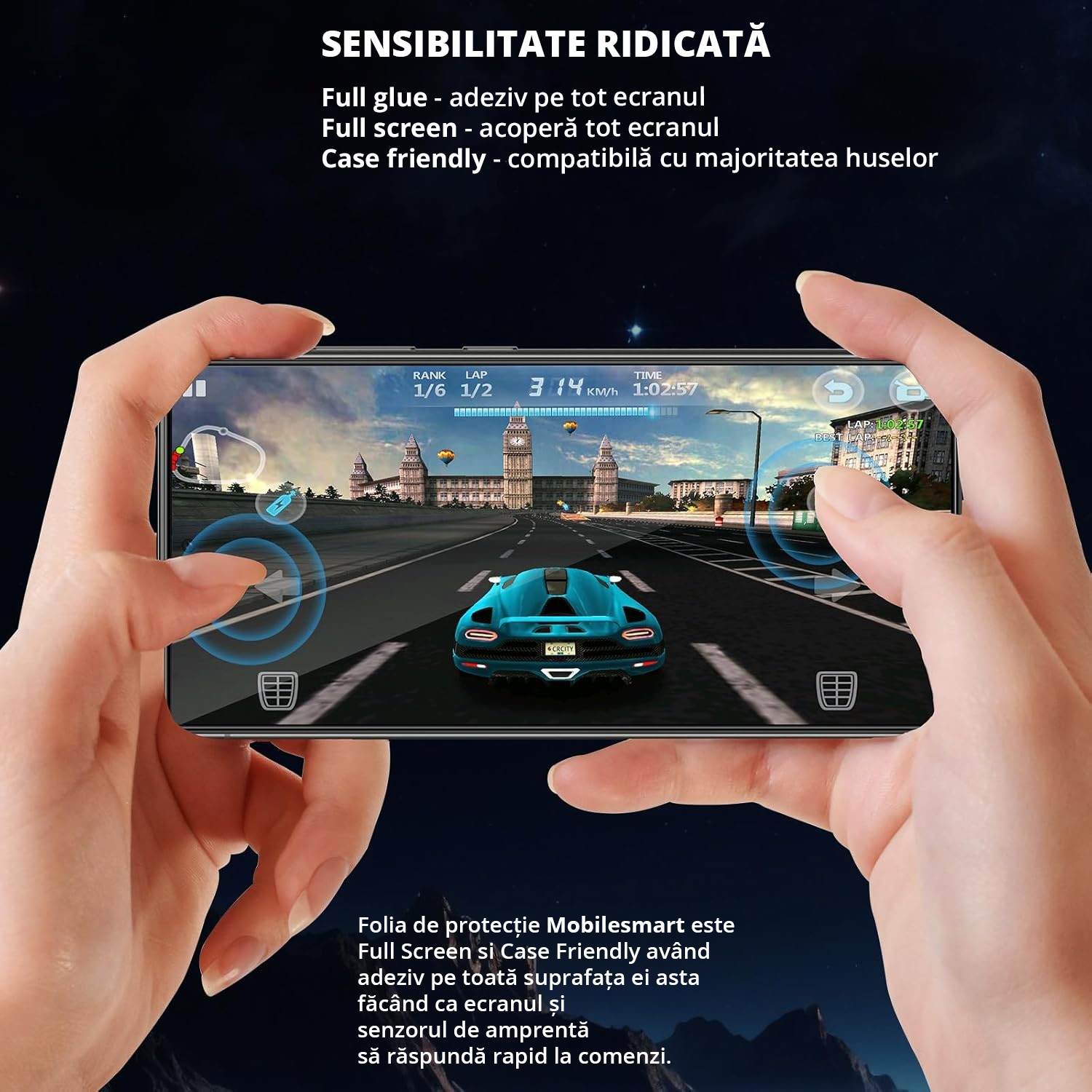 Folie de protectie Mobilesmart pentru Samsung Galaxy S24 ULTRA, sticla securizata Full Glue