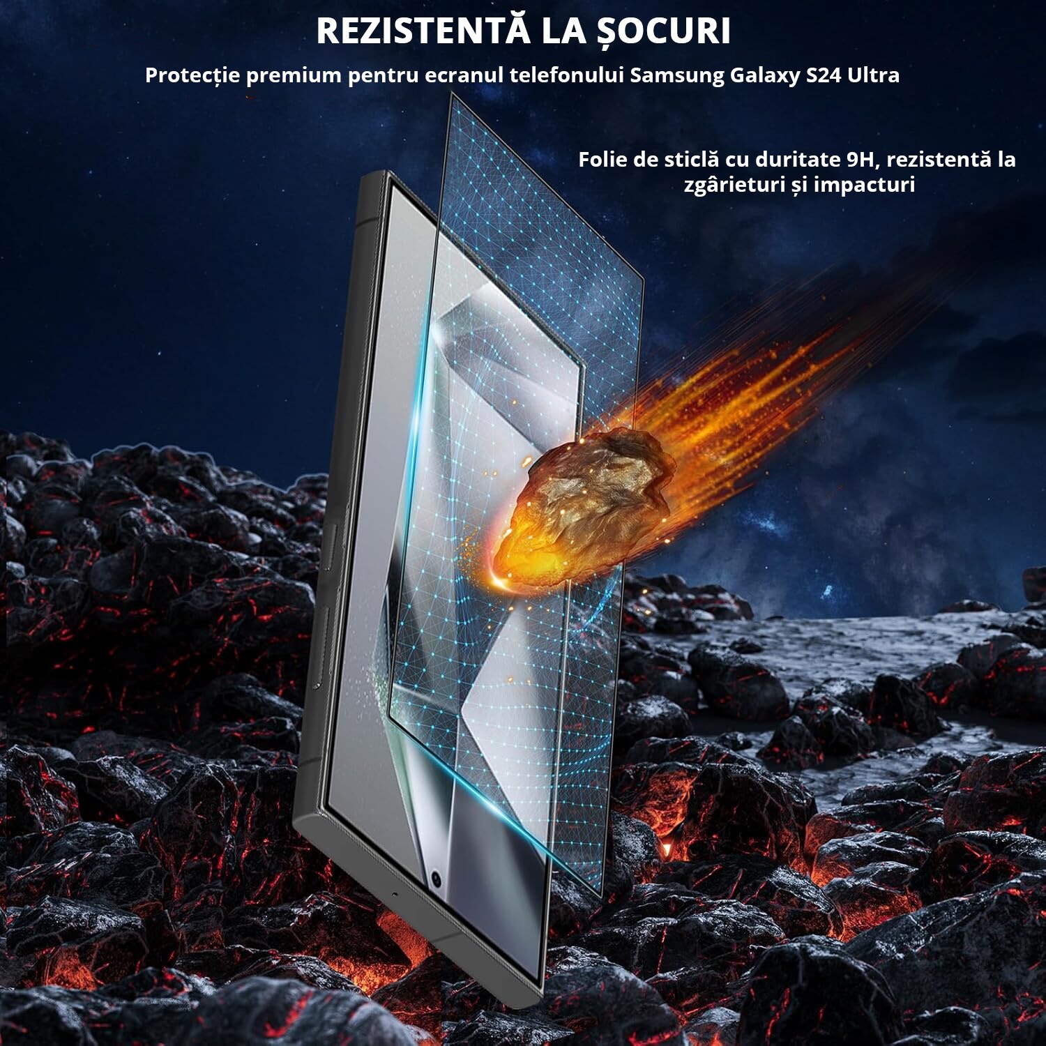 Folie de protectie Mobilesmart pentru Samsung Galaxy S24 ULTRA, sticla securizata Full Glue