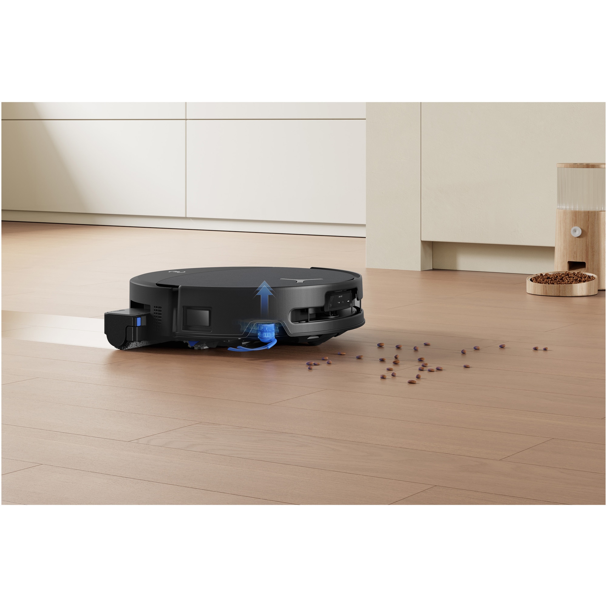 Aspirator robot DEEBOT T90 Pro Omni Ecovacs, putere de aspirare 30000Pa + BLAST, TruEdge 3.0, OZMO ROLLER 3.0, Airflow, TruePass Adaptive 4WD Climbing System, rezervor apa 110ml, cos praf 250ml, incarcare aprox 2h 50min, baterie Li-Ion 4000mAh, Negru