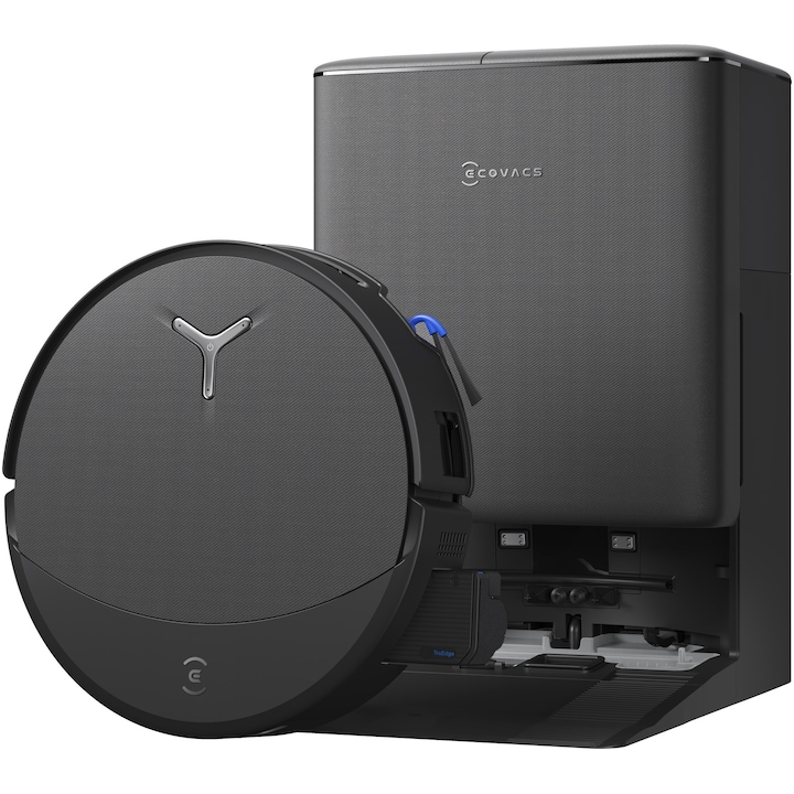 Aspirator robot DEEBOT T90 Pro Omni Ecovacs, putere de aspirare 30000Pa + BLAST, TruEdge 3.0, OZMO ROLLER 3.0, Airflow, TruePass Adaptive 4WD Climbing System, rezervor apa 110ml, cos praf 250ml, incarcare aprox 2h 50min, baterie Li-Ion 4000mAh, Negru
