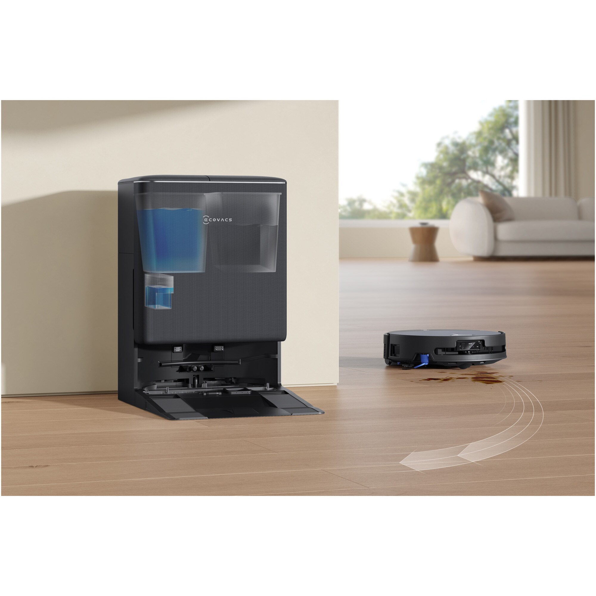 Aspirator robot DEEBOT T90 Pro Omni Ecovacs, putere de aspirare 30000Pa + BLAST, TruEdge 3.0, OZMO ROLLER 3.0, Airflow, TruePass Adaptive 4WD Climbing System, rezervor apa 110ml, cos praf 250ml, incarcare aprox 2h 50min, baterie Li-Ion 4000mAh, Negru