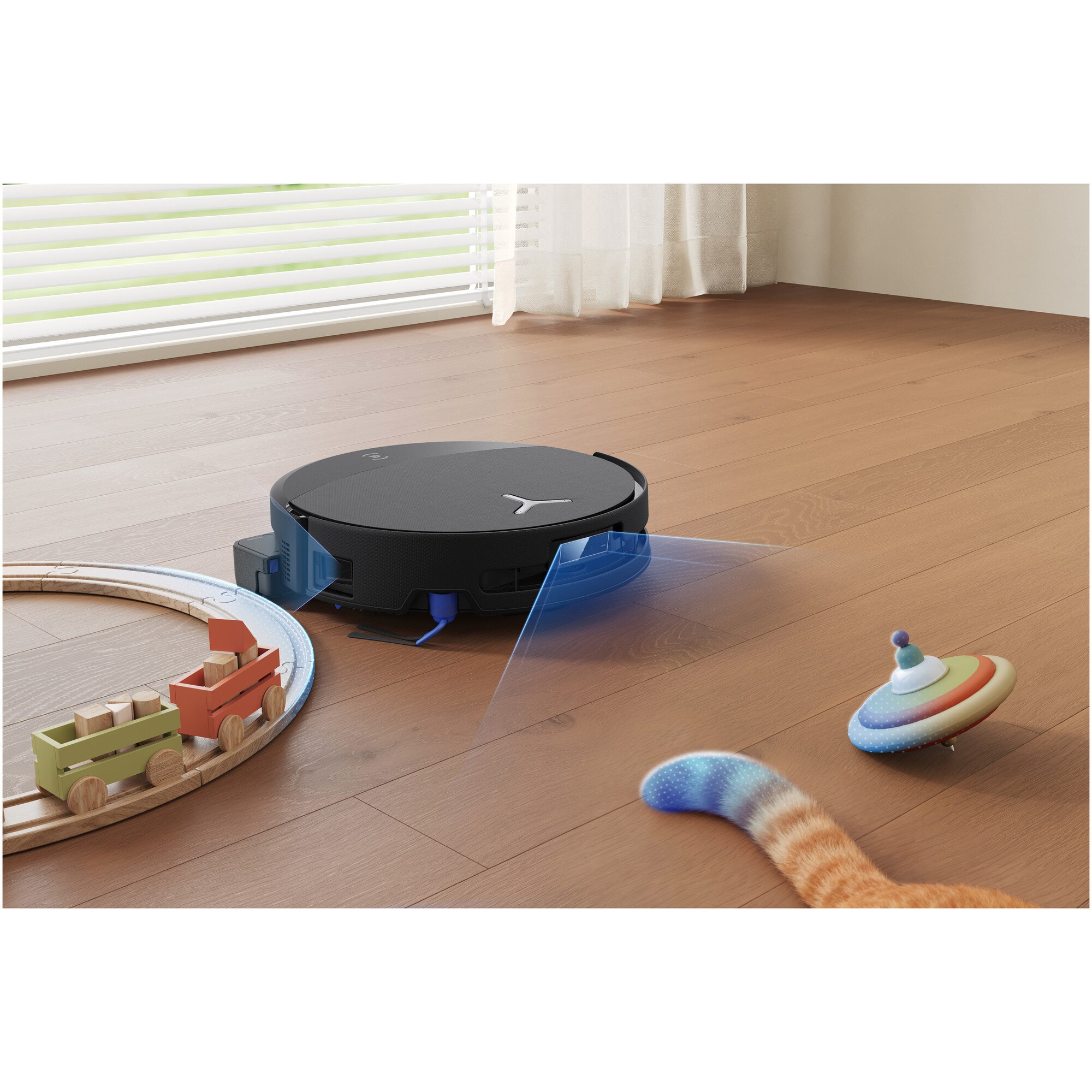 Aspirator robot DEEBOT T90 Pro Omni Ecovacs, putere de aspirare 30000Pa + BLAST, TruEdge 3.0, OZMO ROLLER 3.0, Airflow, TruePass Adaptive 4WD Climbing System, rezervor apa 110ml, cos praf 250ml, incarcare aprox 2h 50min, baterie Li-Ion 4000mAh, Negru
