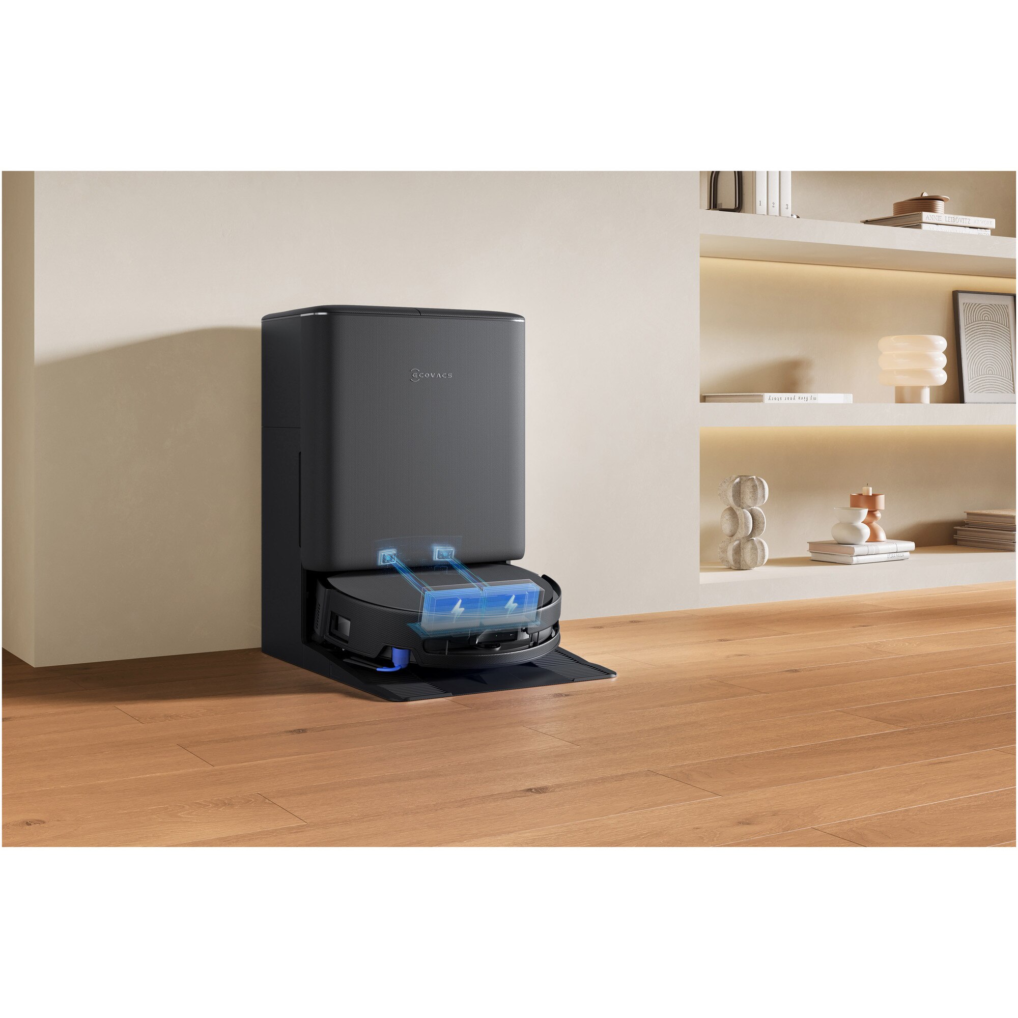 Aspirator robot DEEBOT T90 Pro Omni Ecovacs, putere de aspirare 30000Pa + BLAST, TruEdge 3.0, OZMO ROLLER 3.0, Airflow, TruePass Adaptive 4WD Climbing System, rezervor apa 110ml, cos praf 250ml, incarcare aprox 2h 50min, baterie Li-Ion 4000mAh, Negru