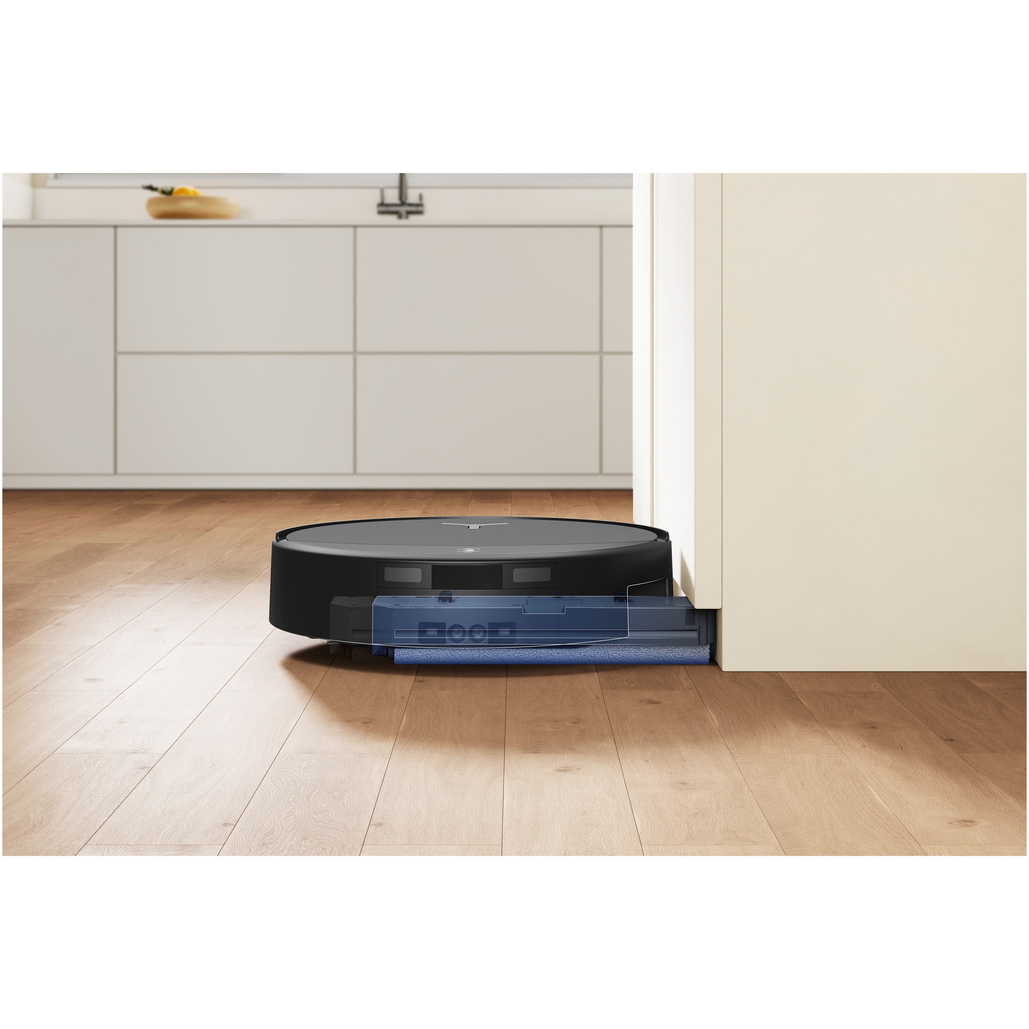 Aspirator robot DEEBOT T90 Pro Omni Ecovacs, putere de aspirare 30000Pa + BLAST, TruEdge 3.0, OZMO ROLLER 3.0, Airflow, TruePass Adaptive 4WD Climbing System, rezervor apa 110ml, cos praf 250ml, incarcare aprox 2h 50min, baterie Li-Ion 4000mAh, Negru