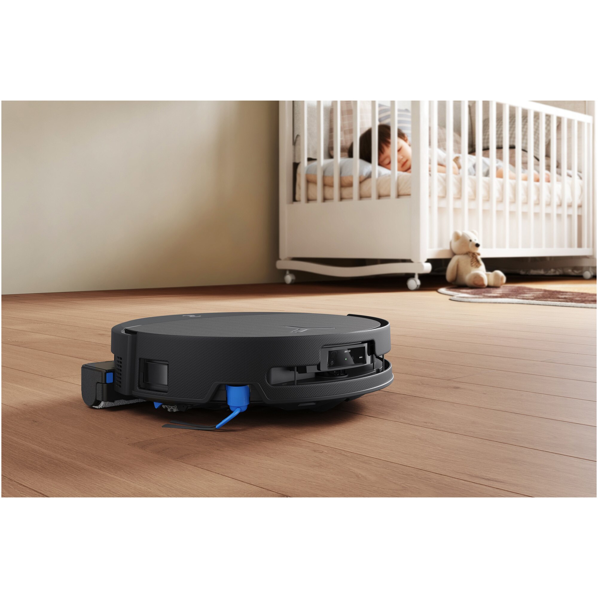 Aspirator robot DEEBOT T90 Pro Omni Ecovacs, putere de aspirare 30000Pa + BLAST, TruEdge 3.0, OZMO ROLLER 3.0, Airflow, TruePass Adaptive 4WD Climbing System, rezervor apa 110ml, cos praf 250ml, incarcare aprox 2h 50min, baterie Li-Ion 4000mAh, Negru