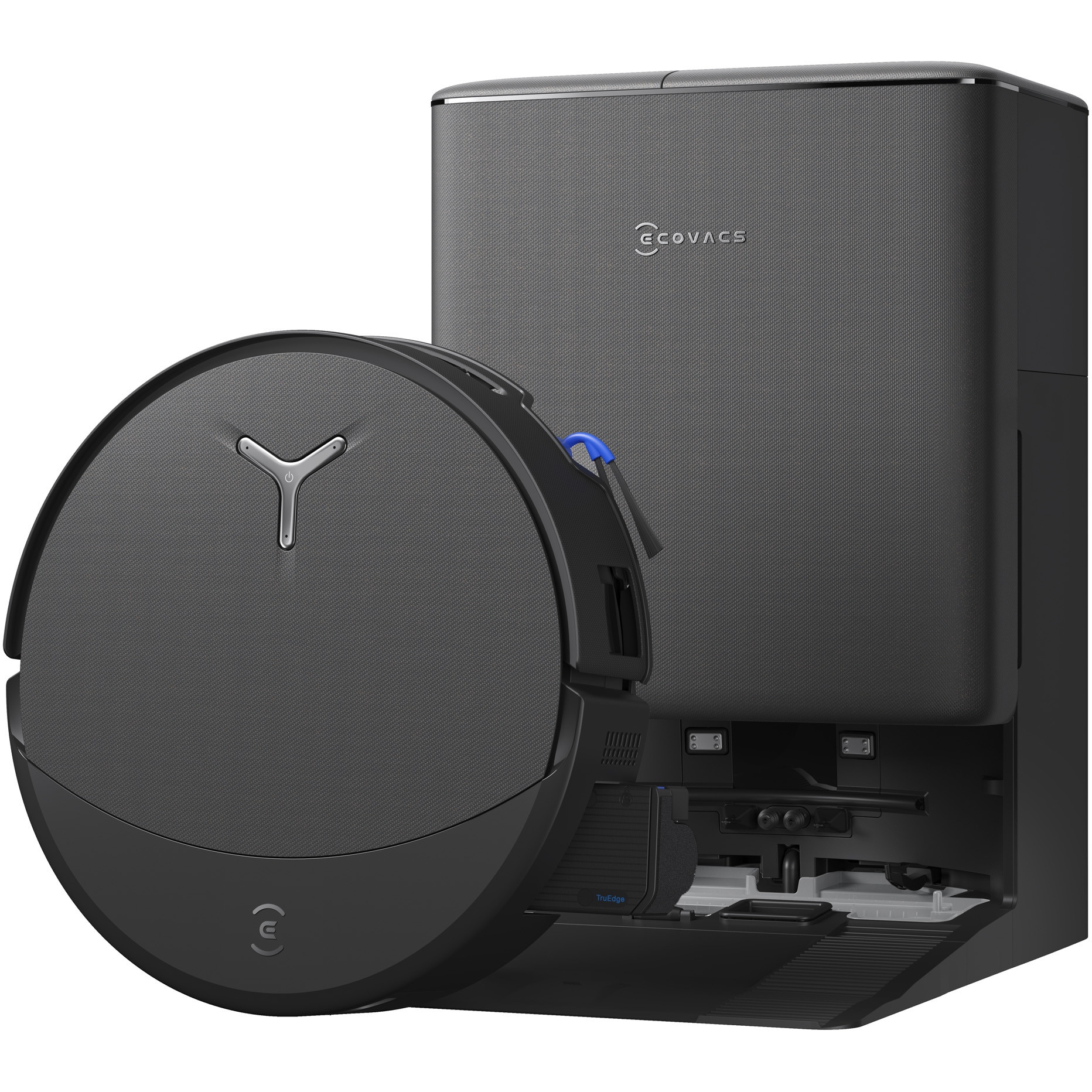 Aspirator robot DEEBOT T90 Pro Omni Ecovacs, putere de aspirare 30000Pa + BLAST, TruEdge 3.0, OZMO ROLLER 3.0, Airflow, TruePass Adaptive 4WD Climbing System, rezervor apa 110ml, cos praf 250ml, incarcare aprox 2h 50min, baterie Li-Ion 4000mAh, Negru
