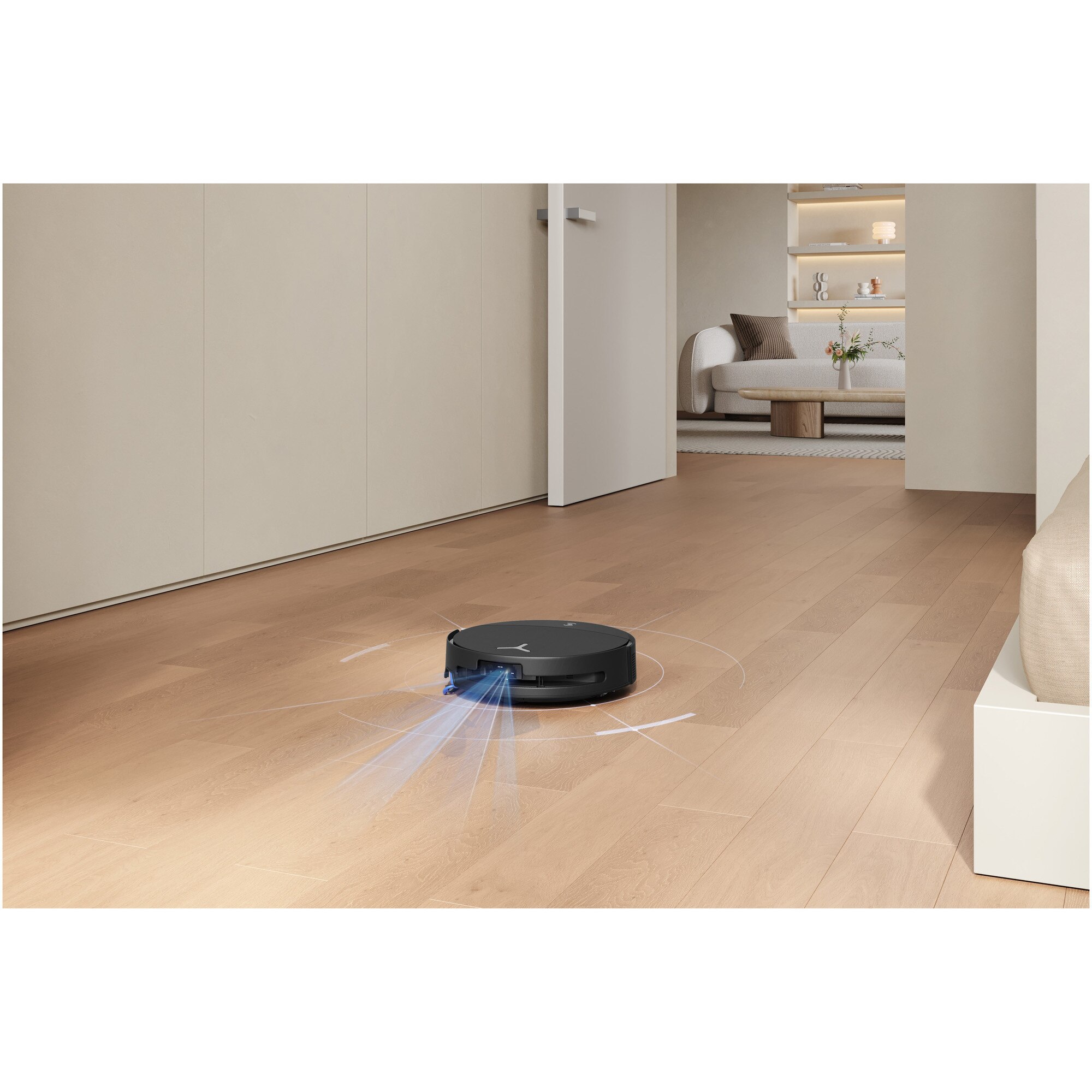 Aspirator robot DEEBOT T90 Pro Omni Ecovacs, putere de aspirare 30000Pa + BLAST, TruEdge 3.0, OZMO ROLLER 3.0, Airflow, TruePass Adaptive 4WD Climbing System, rezervor apa 110ml, cos praf 250ml, incarcare aprox 2h 50min, baterie Li-Ion 4000mAh, Negru