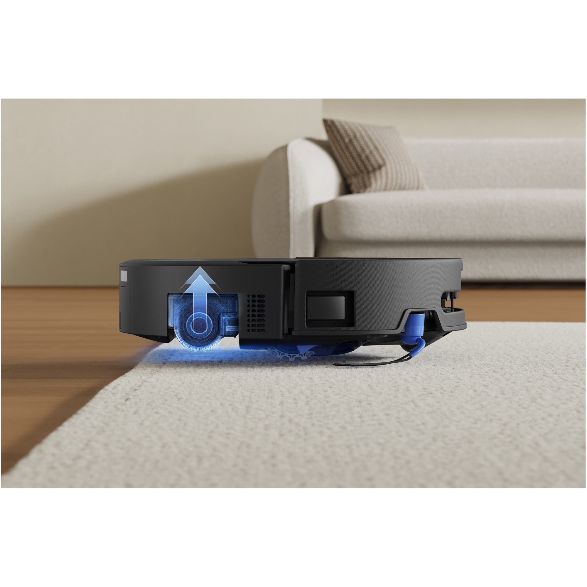 Aspirator robot DEEBOT T90 Pro Omni Ecovacs, putere de aspirare 30000Pa + BLAST, TruEdge 3.0, OZMO ROLLER 3.0, Airflow, TruePass Adaptive 4WD Climbing System, rezervor apa 110ml, cos praf 250ml, incarcare aprox 2h 50min, baterie Li-Ion 4000mAh, Negru