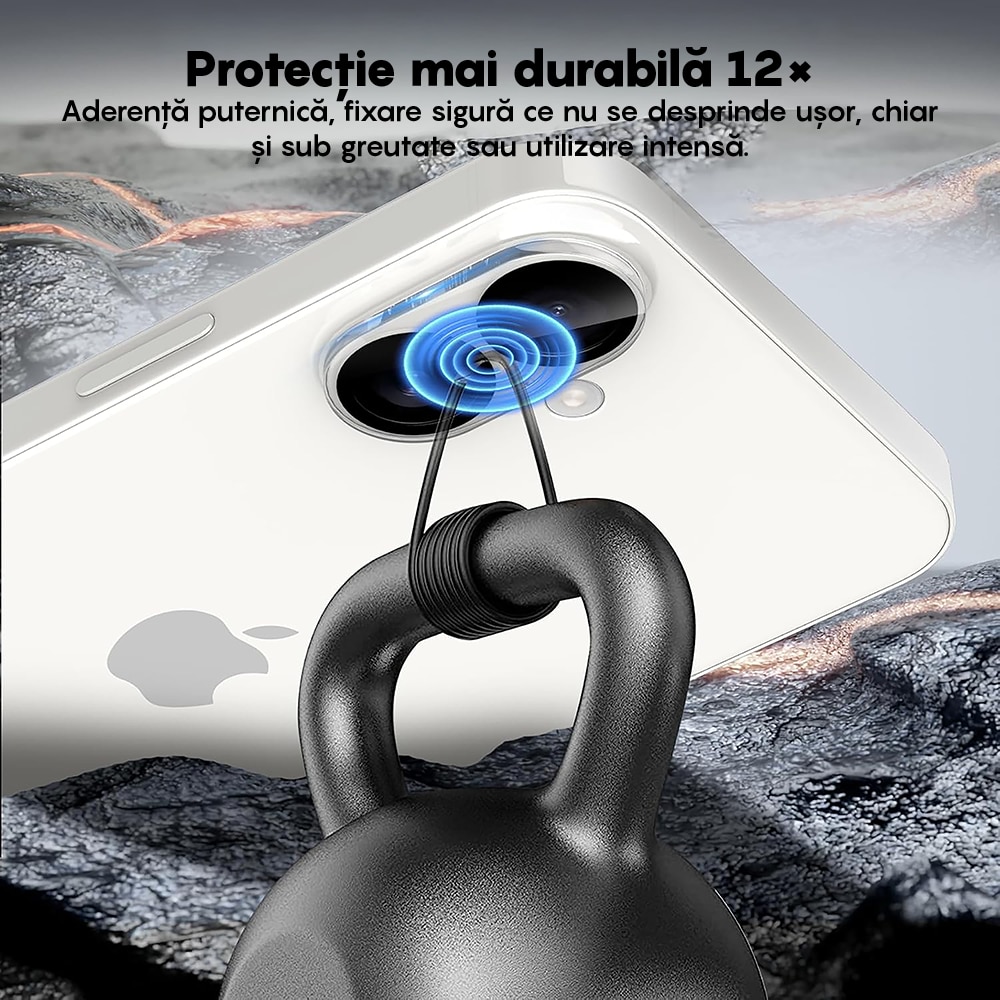 Set 2x Folie Sticla Camera compatibil cu iPhone 17, CASEY STUDIOS™ MaxDefense+, Anti Socuri, Protectie Profesionala Camere 3D, Ultra HD, Anti Zgarieturi, Full Cover, Protectie Securizata