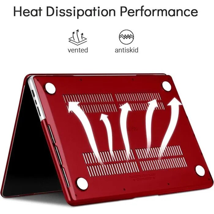 Husa rigida rosie pentru MacBook Air 13 inch, ventilata, usoara, antiderapanta