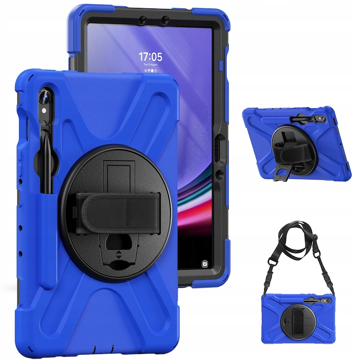 Etui pancerne pentru Samsung Galaxy Tab S9/S9 FE, granat, cu suport rotativ 360, dimensiune 10,9"