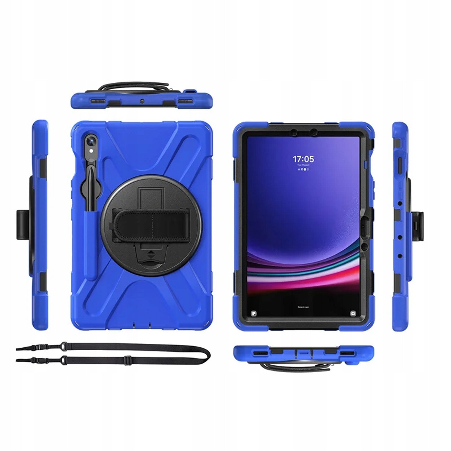 Etui pancerne pentru Samsung Galaxy Tab S9/S9 FE, granat, cu suport rotativ 360, dimensiune 10,9"