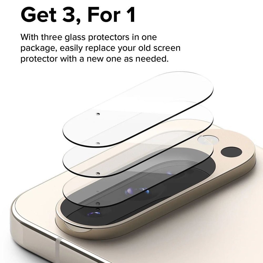 Folie sticla camera Google Pixel 9 Pro Ringke Camera Protector, transparenta (Pachet 3buc.)