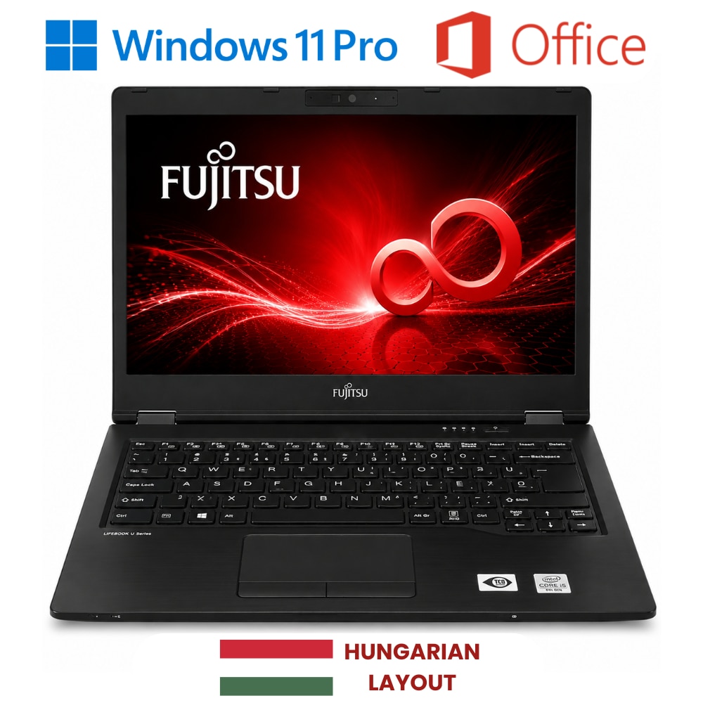 Laptop Fujitsu LifeBook, Intel Core i5 10310U, 12GB Memory, 2000GB SSD, 14" FullHD, Black, Hungarian Layout, Windows 11 Pro + Office 24 Pro