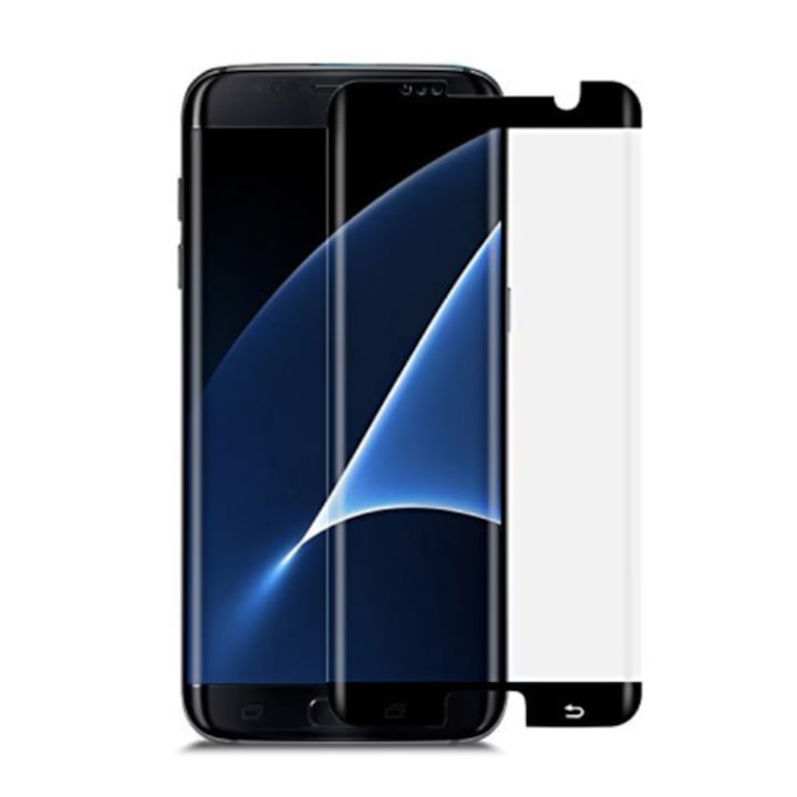 Folie protectie compatibila cu Samsung Galaxy S7 Edge, Tempered Glass 9H, Negru