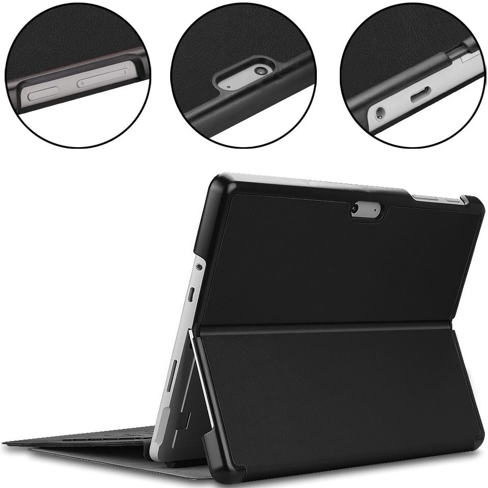 Husa tableta pentru Microsoft Surface Go, XGSM, piele ecologica, cu suport, negru