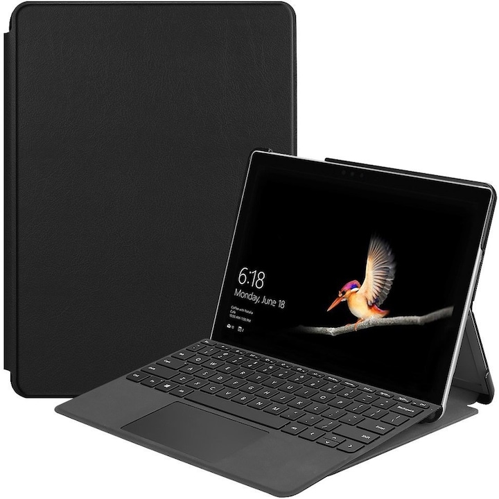 Husa tableta pentru Microsoft Surface Go, XGSM, piele ecologica, cu suport, negru