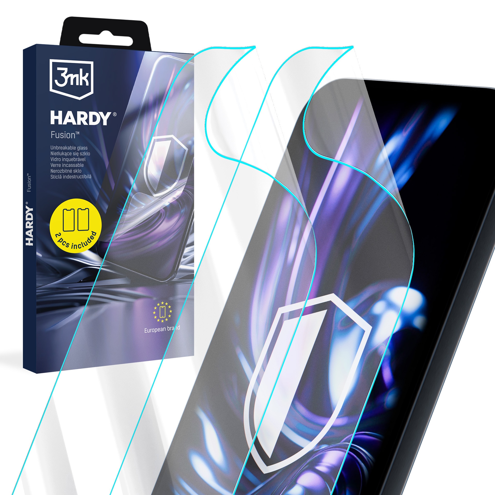 Set 2x folii protectie, Sticla Hibrida 3mk HARDY Fusion pentru Redmi Note 13 Pro 5G, Rezistenta La Impact, Transparent, 0, 3mm