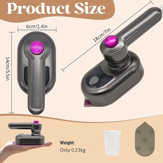 Mini fier de calcat si abur portabil 2-in-1, compact, gri, 18cm, 0.19kg
