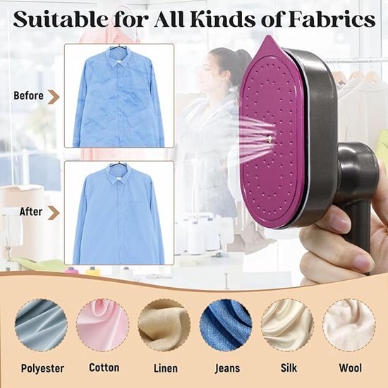 Mini fier de calcat si abur portabil 2-in-1, compact, gri, 18cm, 0.19kg