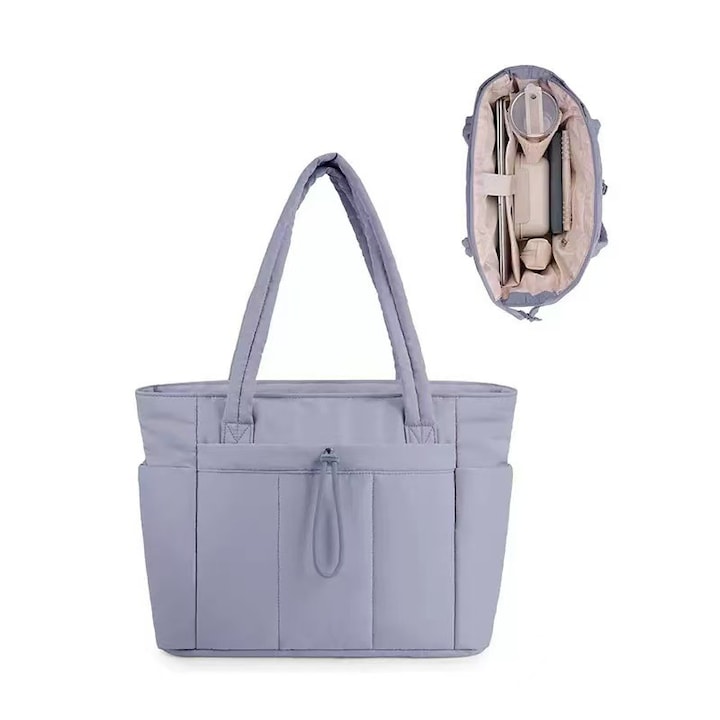 Geanta laptop, 40x16x31cm, violet, usoara si rezistenta, compartiment pentru laptop 15.6" si sticla apa