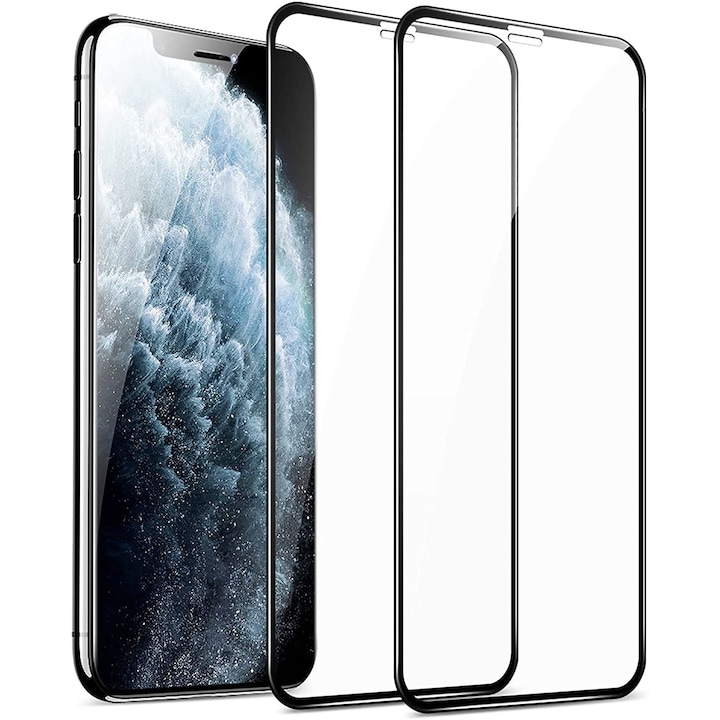 Set 2 folie sticla securizata , sablon montare, Tempered Glass, pentru iPhone XS Max, ESR