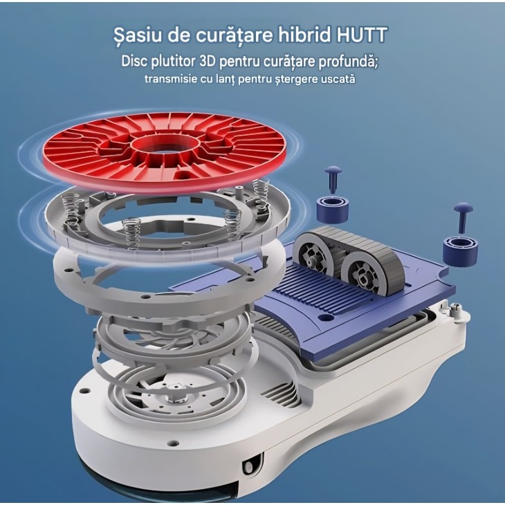 Robot pentru curatat geamuri Hutt R10, sistem hibrid umed/uscat, aspiratie 7000 Pa, pulverizare dubla HydroJet