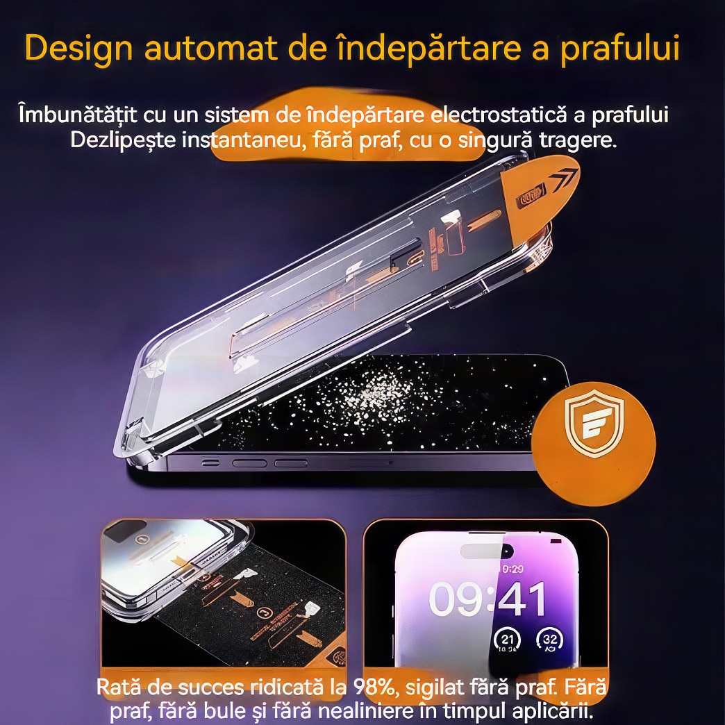 Folie protectie pentru iPhone 16, set 2 buc, sticla securizata cu protectie pentru intimitate, anti-amprente, 6.1 inch