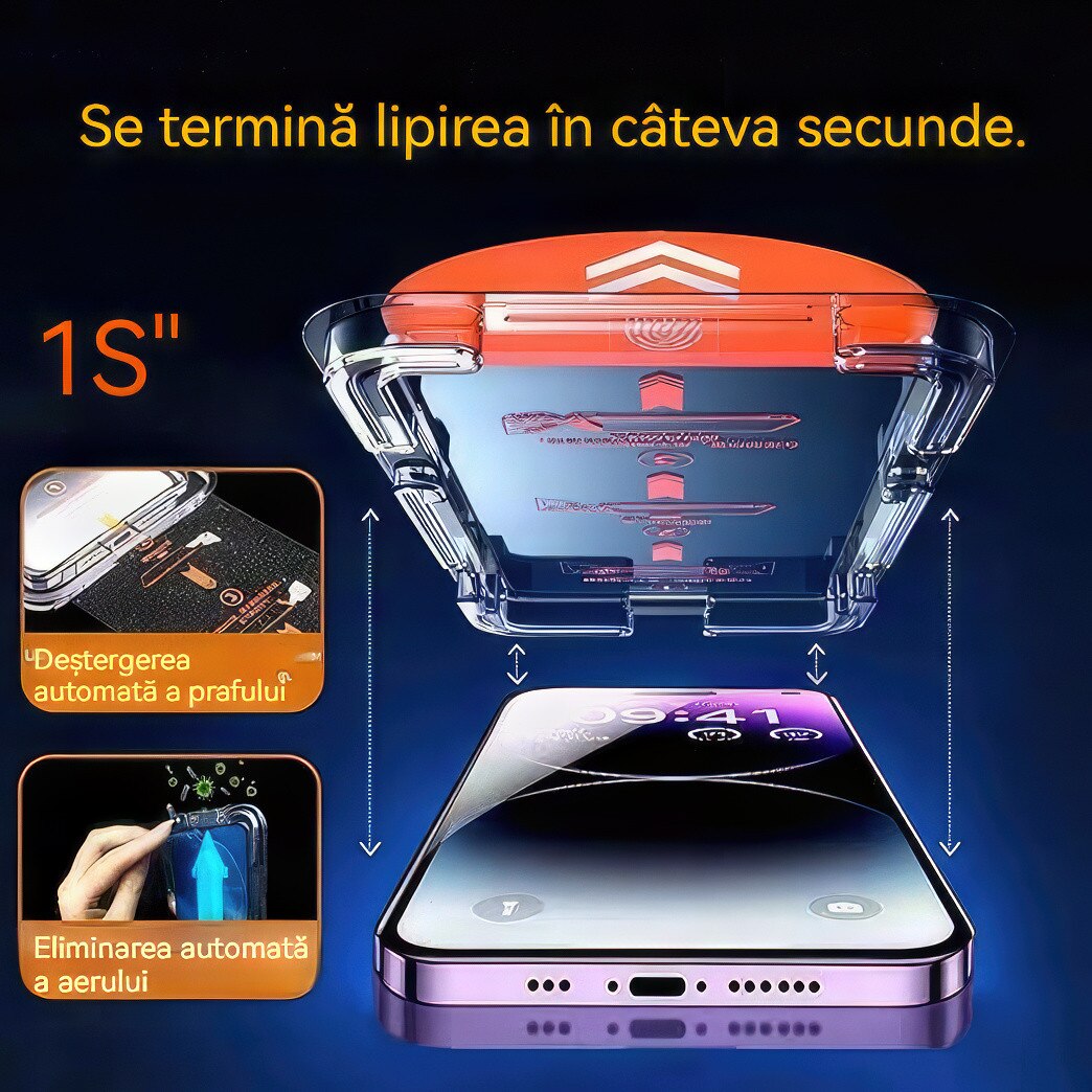 Folie protectie pentru iPhone 16, set 2 buc, sticla securizata cu protectie pentru intimitate, anti-amprente, 6.1 inch