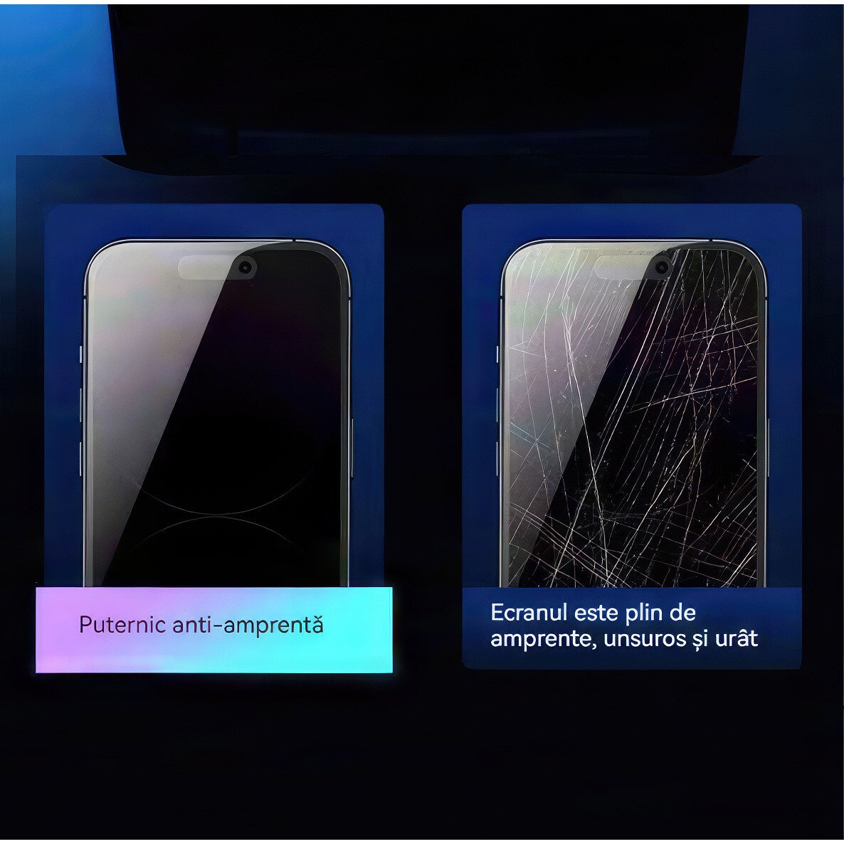 Folie protectie pentru iPhone 16, set 2 buc, sticla securizata cu protectie pentru intimitate, anti-amprente, 6.1 inch