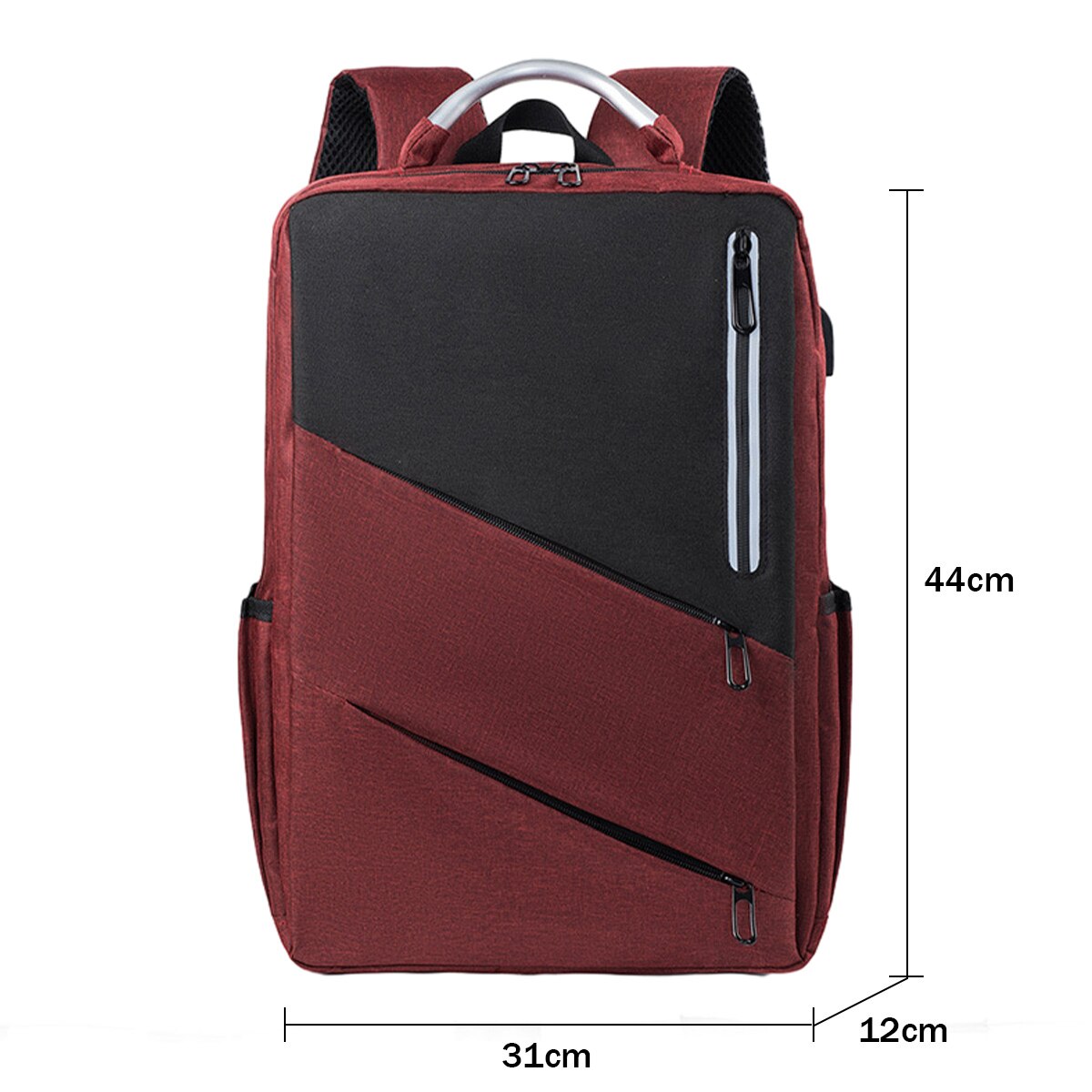 Rucsac de calatorie pentru laptop, cu port USB Peysaitr, rosu, 15.6 inch