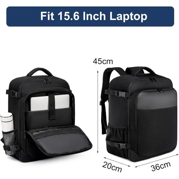 Rucsac de cabina 45x36x20cm negru compartiment laptop 14 inch port USB