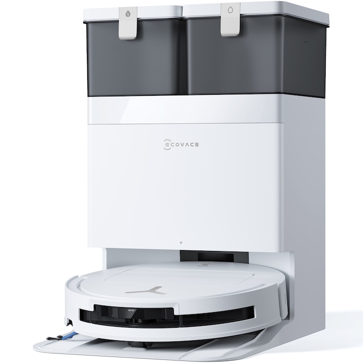 Aspirator robot DEEBOT T50 Omni Gen3 Ecovacs, (81mm), putere de aspirare 25000Pa, True Detect 3D, OZMO Turbo 2.0, True Mapping 2.0, rezervor apa 70ml, cos praf 260ml, incarcare aprox 4h, baterie Li-Ion 5200mAh, Alb