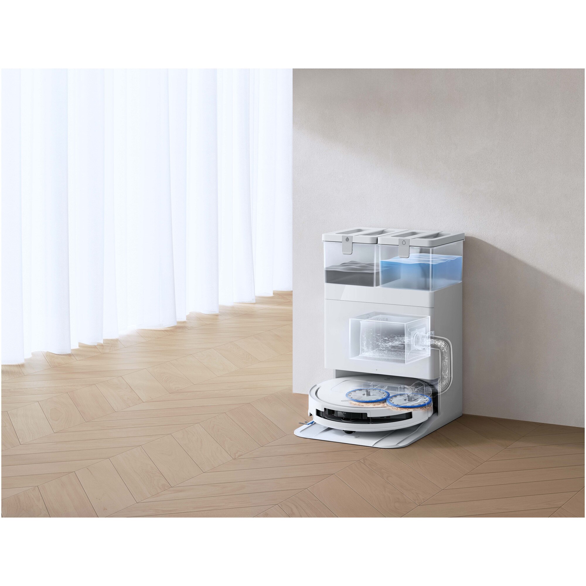 Aspirator robot DEEBOT T50 Omni Gen3 Ecovacs, (81mm), putere de aspirare 25000Pa, True Detect 3D, OZMO Turbo 2.0, True Mapping 2.0, rezervor apa 70ml, cos praf 260ml, incarcare aprox 4h, baterie Li-Ion 5200mAh, Alb
