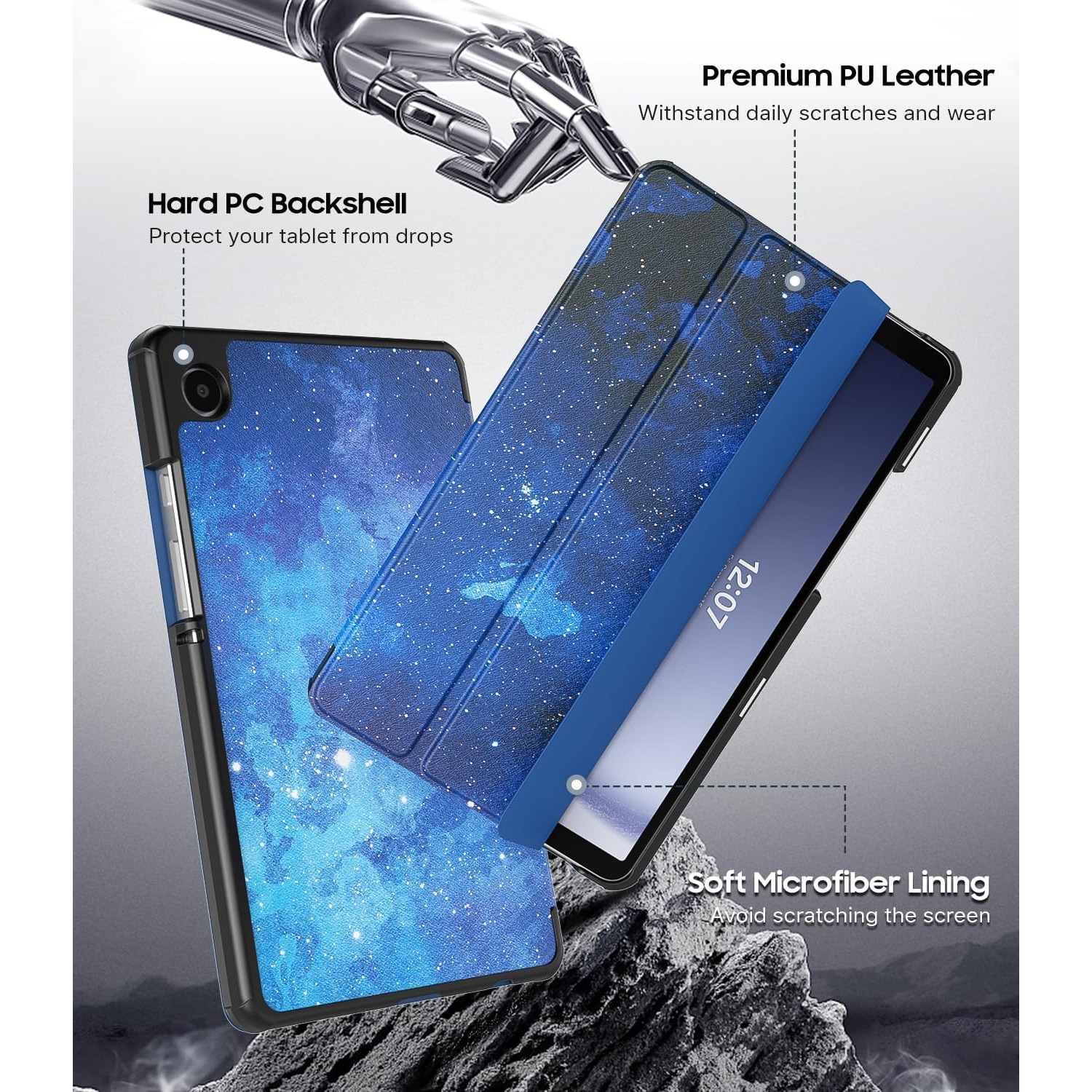 Husa Slim Sigloo, Smart Cover, Trifold, pentru Lenovo Tab M10 Plus 10.6" (3rd gen) TB-125F, TB-128F, StarLight