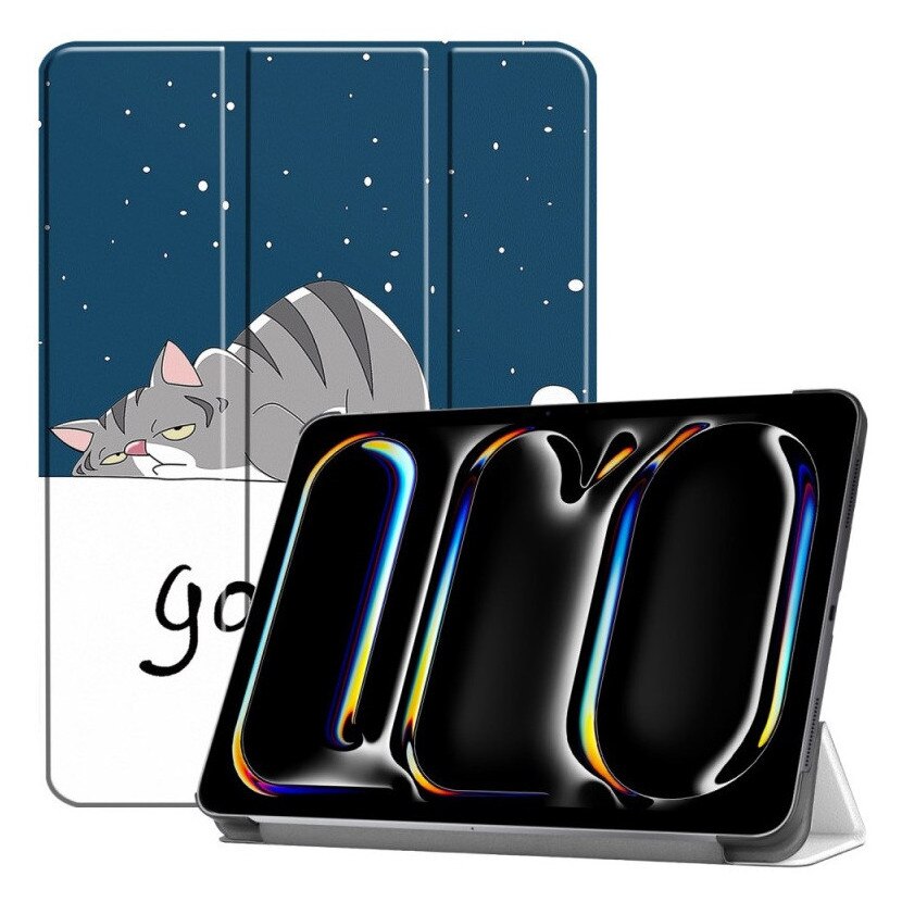 Husa pentru Apple iPad 10 / iPad 11 (A16) (10.9"-11"), Lazy Cat, Imprimeu Animat, Protectie completa, Albastru