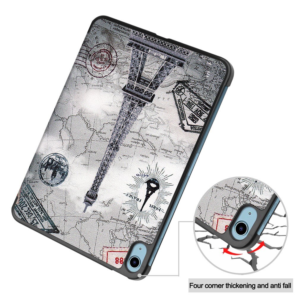 Husa pentru Apple iPad 10 / iPad 11 (A16) (10.9"-11"), ParisLook, Imprimeu Vintage, Protectie completa, Gri