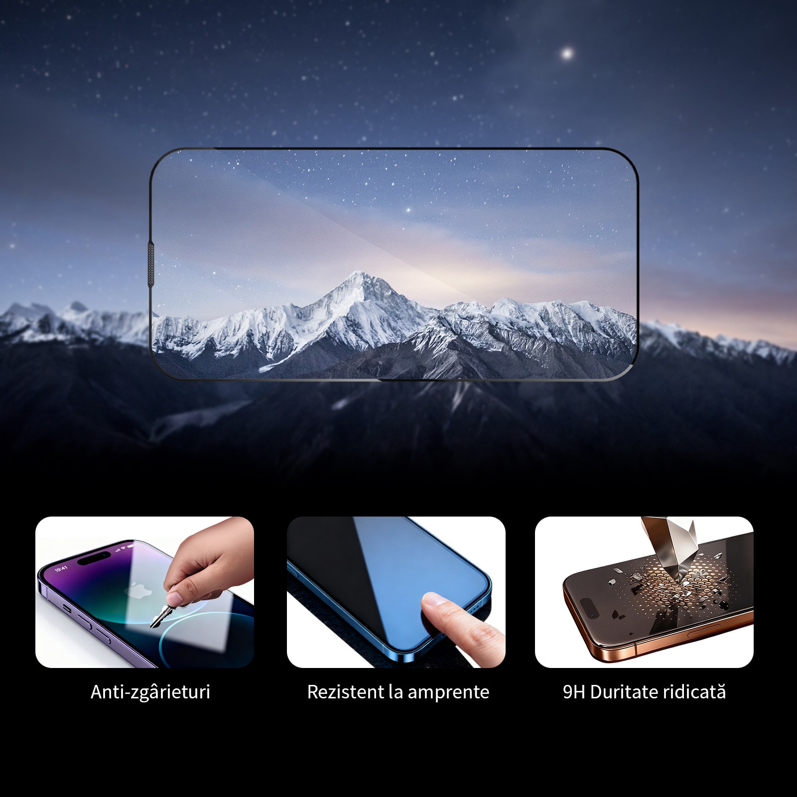 3 bucati Sticla de protectie temperata 9H pentru iPhone 13&13pro&14&16e cu Cadru de Aliniere |, Anti espionare, Fara bule de aer & Instalare in 3 secunde