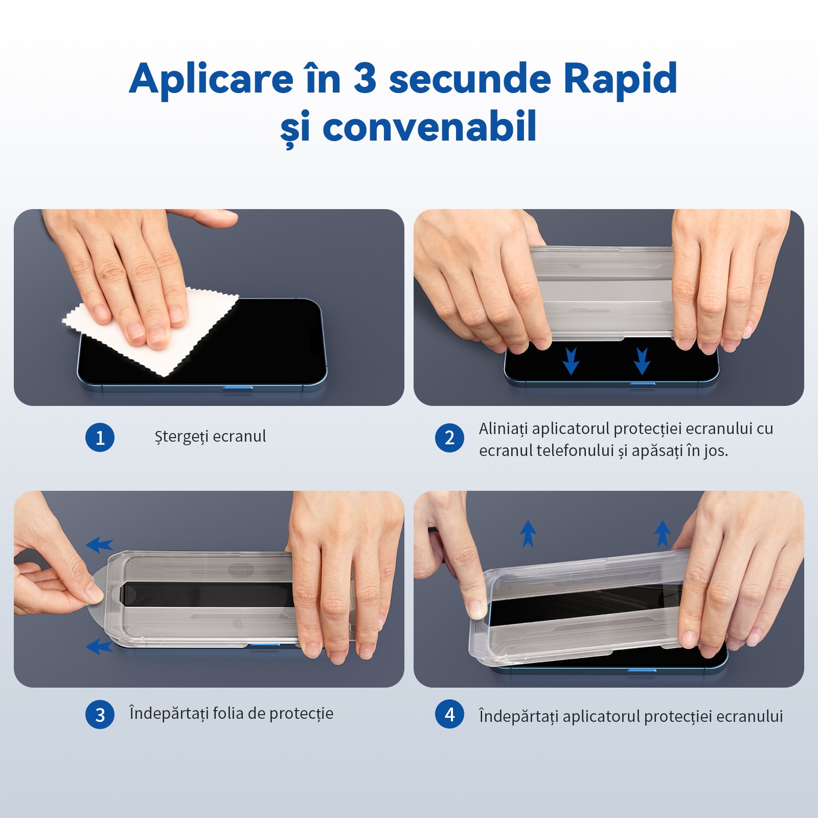 3 bucati Sticla de protectie temperata 9H pentru iPhone 13&13pro&14&16e cu Cadru de Aliniere |, Anti espionare, Fara bule de aer & Instalare in 3 secunde