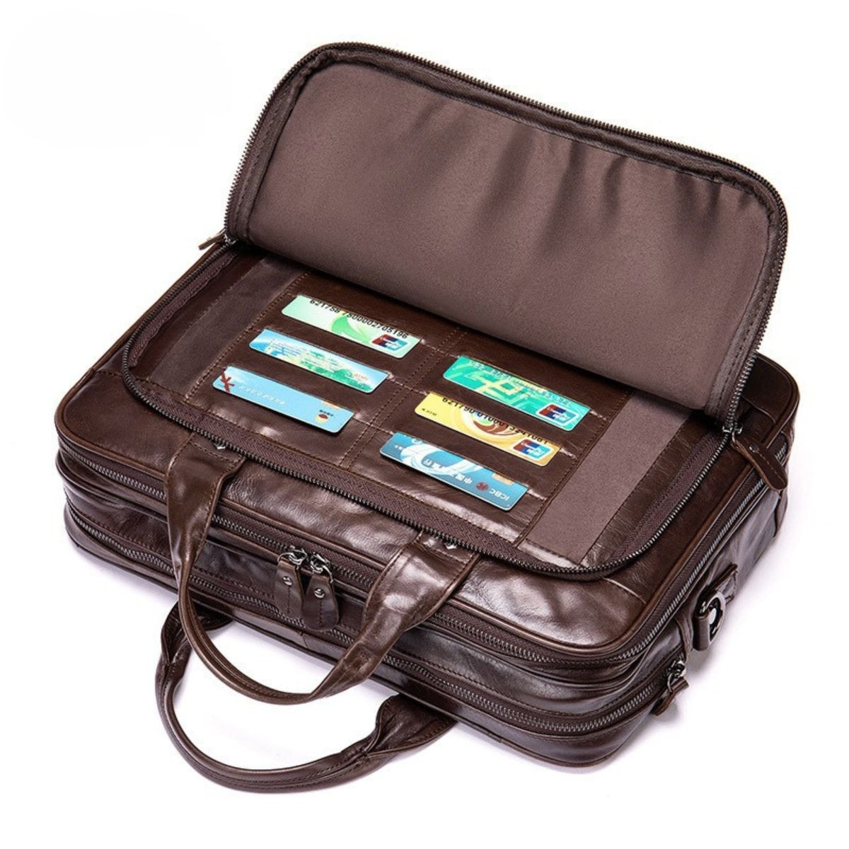 Servieta business din piele naturala, compartiment laptop 15'', Regent, BUSY LDY & GTM® - coffe oil