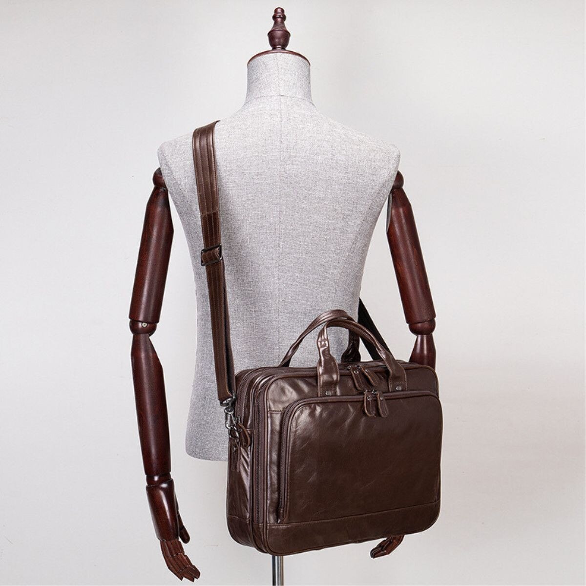Servieta business din piele naturala, compartiment laptop 15'', Regent, BUSY LDY & GTM® - coffe oil