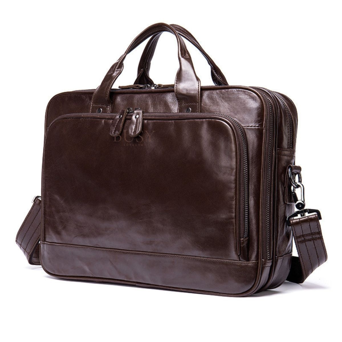 Servieta business din piele naturala, compartiment laptop 15'', Regent, BUSY LDY & GTM® - coffe oil