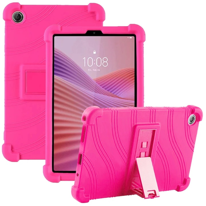 Husa silicon XGSM Impact pentru Lenovo Tab One 8,7", roz, rezistenta, cu suport pliabil
