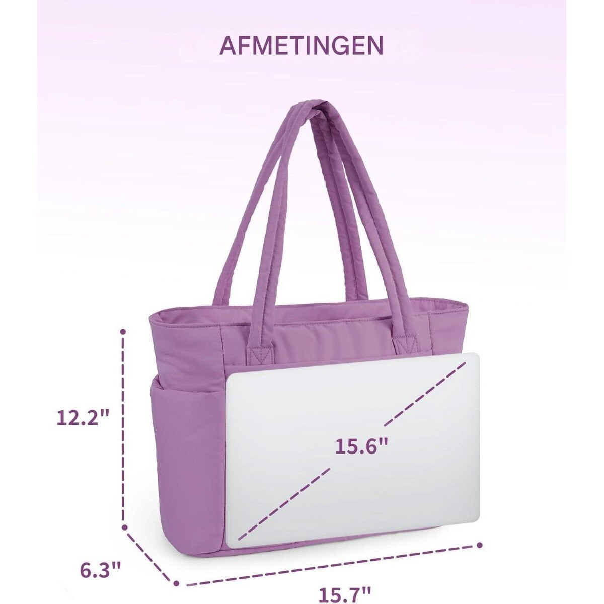 Geanta tote puffer, 20L, buzunar laptop 15,6", suport sticla, poliester, 31x40x16cm