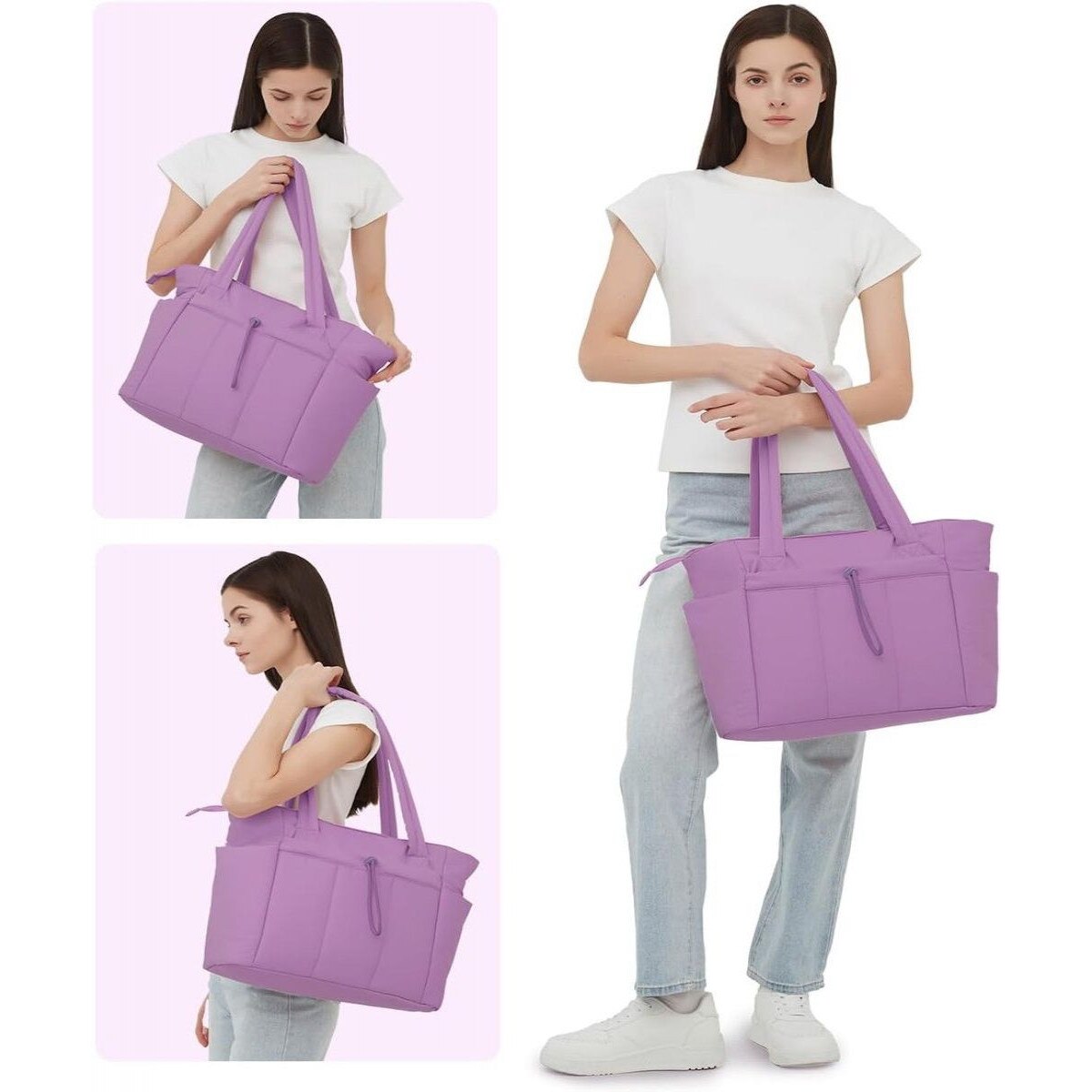 Geanta tote puffer, 20L, buzunar laptop 15,6", suport sticla, poliester, 31x40x16cm