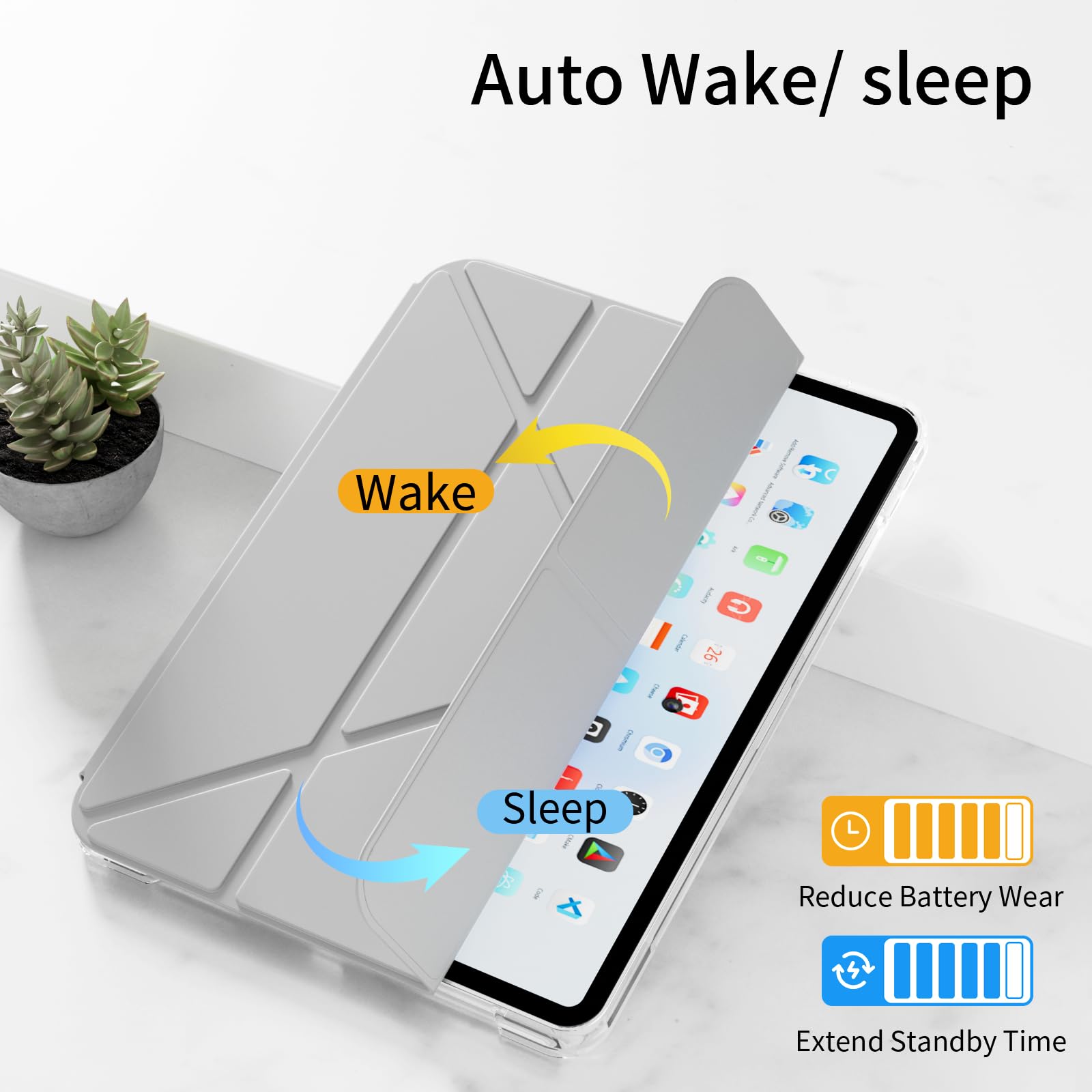 Husa tableta pentru Samsung Galaxy Tab S6 Lite 2024, design în formă de Y, gri argintiu, cu slot pentru stilou