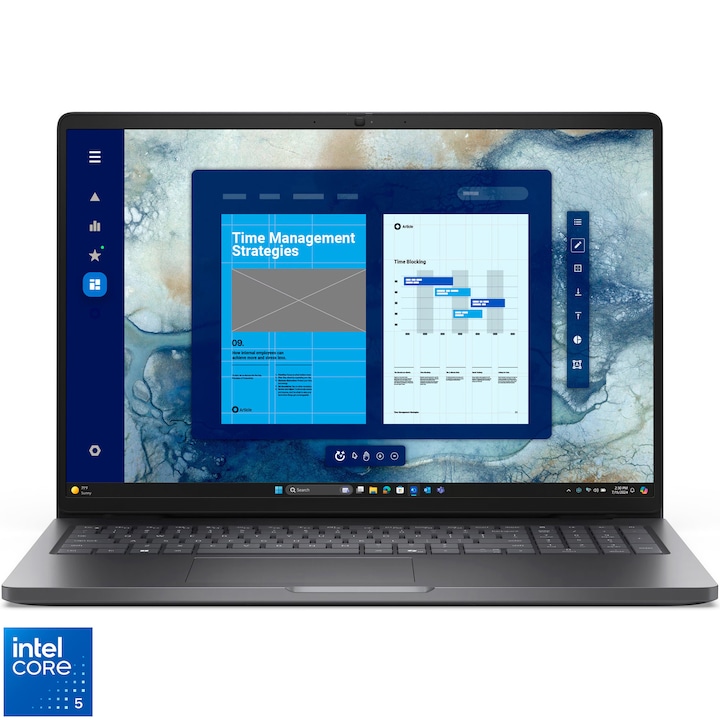 Laptop DELL 16'' Pro 16 PC16250, FHD+, Procesor Intel® Core™ 5 220U (12M Cache, up to 5.00 GHz), 16GB DDR5, 512GB SSD, Intel Graphics, Win 11 Pro, Magnetite, 3Yr ProSupport