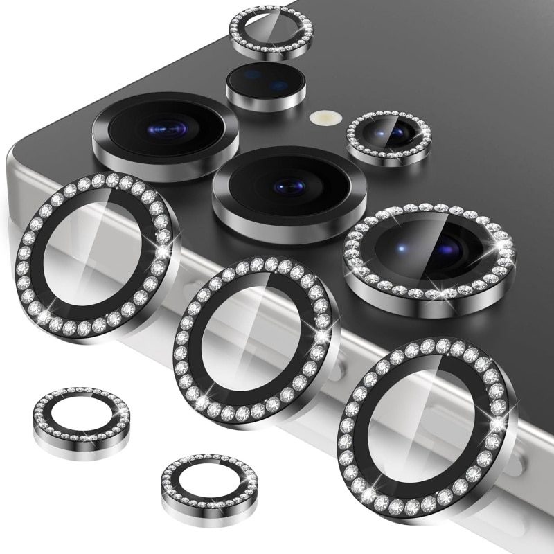 Protector camera Galaxy S25 Ultra, sticla temperata 9H, aluminiu, negru diamant, set 5 piese