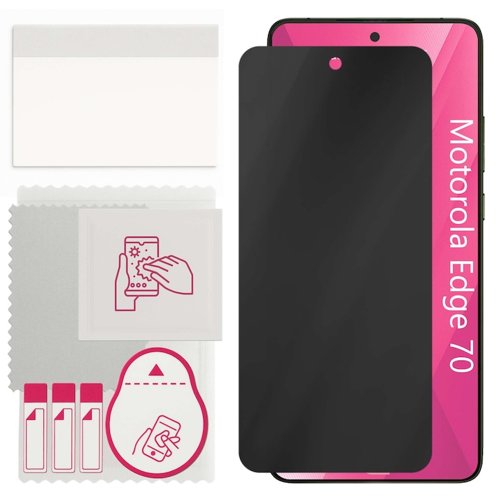 Sticla de protectie PRIVACY apgo pentru Motorola Edge 70 – sticla hibrid, full glue, flexible glass