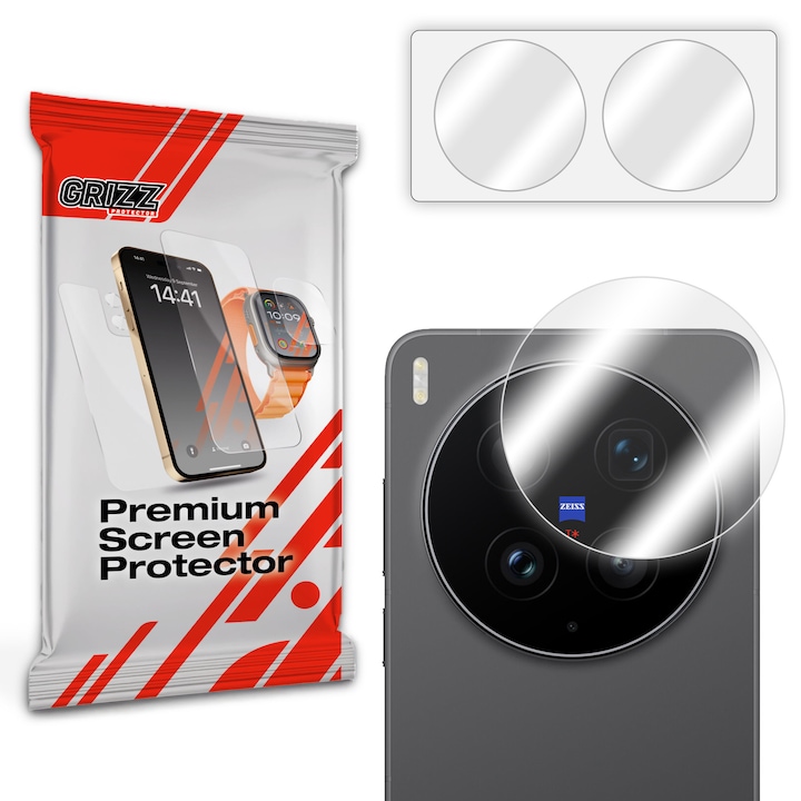 Set de 2 protectii camera foto GrizzGlass HybridGlass compatibile cu Vivo X300 Ultra, Transparent